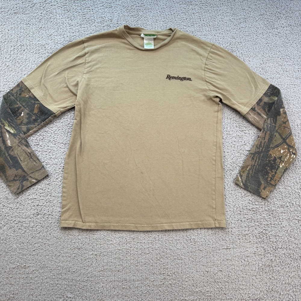 Remington Mens Tan Long Sleeve Shirt Camo Thermal Sleeves Size M WM71261